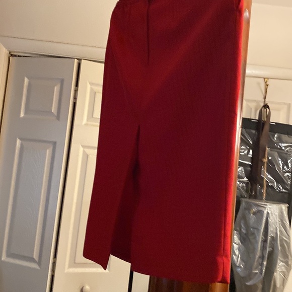 2 PCs red skirt set with red and gold buttons black pattern lines going through - Picture 8 of 8